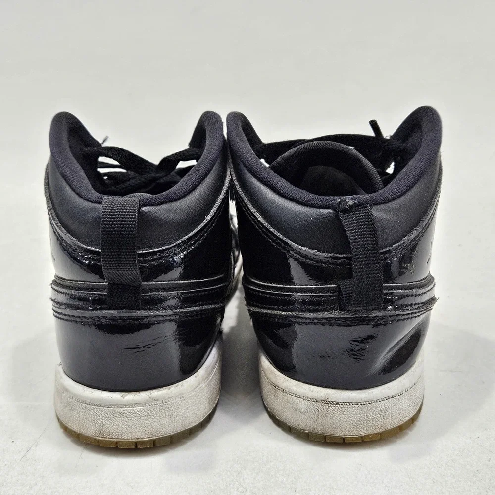 Jordan Air Jordan 1 Mid Kids 2Y Black Patent Leather DV1339-004 Sneakers Shoes